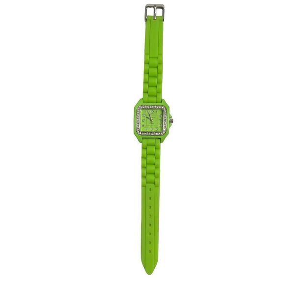 GENEVA LEGEND #L1110 Women's Watch Arabic Numerals Neon Green Silicone Band 8.75 - Picture 10 of 15